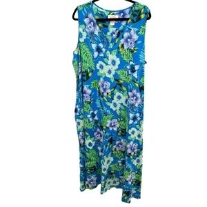 Coral Bay Plus Size Sequin Embellished Sleeveless Cotton Floral Dress Size 2X